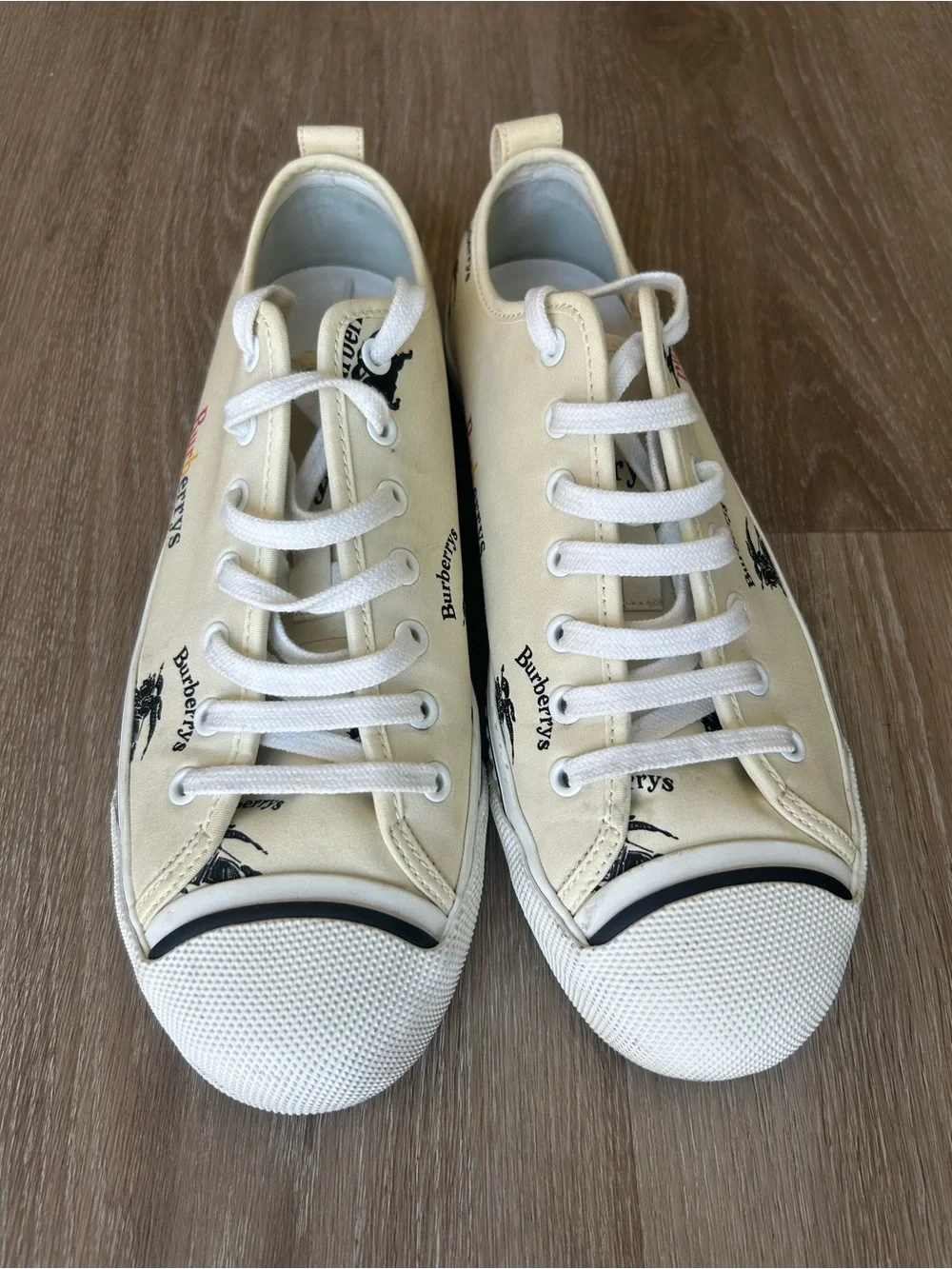 Burberry Ivory Canvas Low-Top Sneakers with Logo